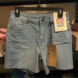 High Rise Denim Shorts - Light Blue